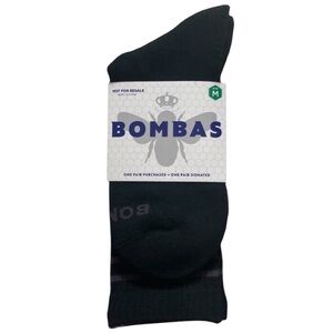 BOMBAS Bee Better Black Mid Calf Crew Socks Size Medium, Men 6-9/Women 7 - 11.5
